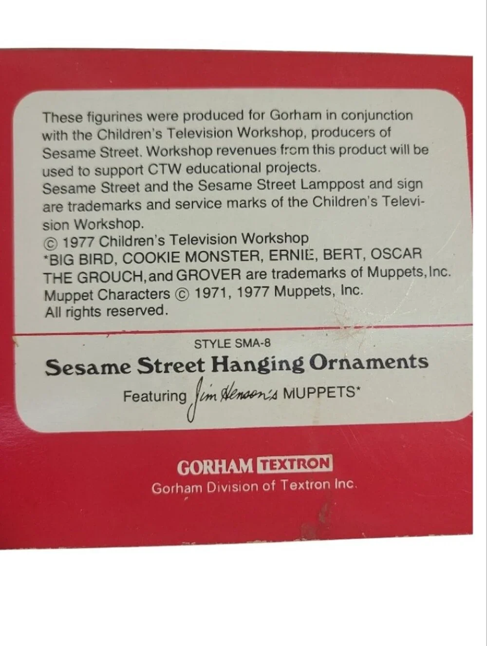 Gorham Vintage 1977 Sesame Street Ceramic Hanging Ornaments Boxed Set
